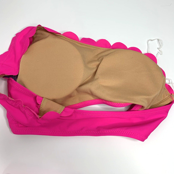Womens 2 Piece One Shoulder Swimsuit Size Small Hot Pink High Waist - Picture 16 of 16